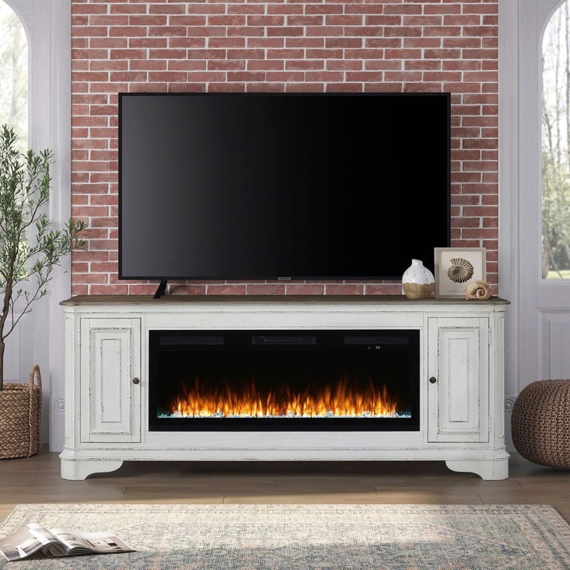 Fireplace TV Consoles – 244 82 Console With Fire FTS – White