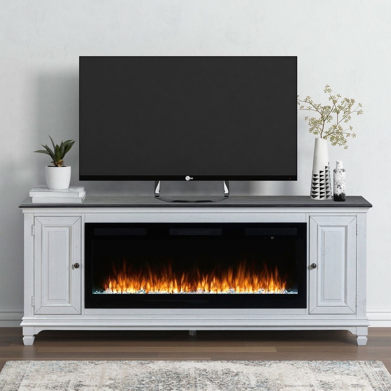 Fireplace TV Consoles – 417 80 Console With Fire FTS – White