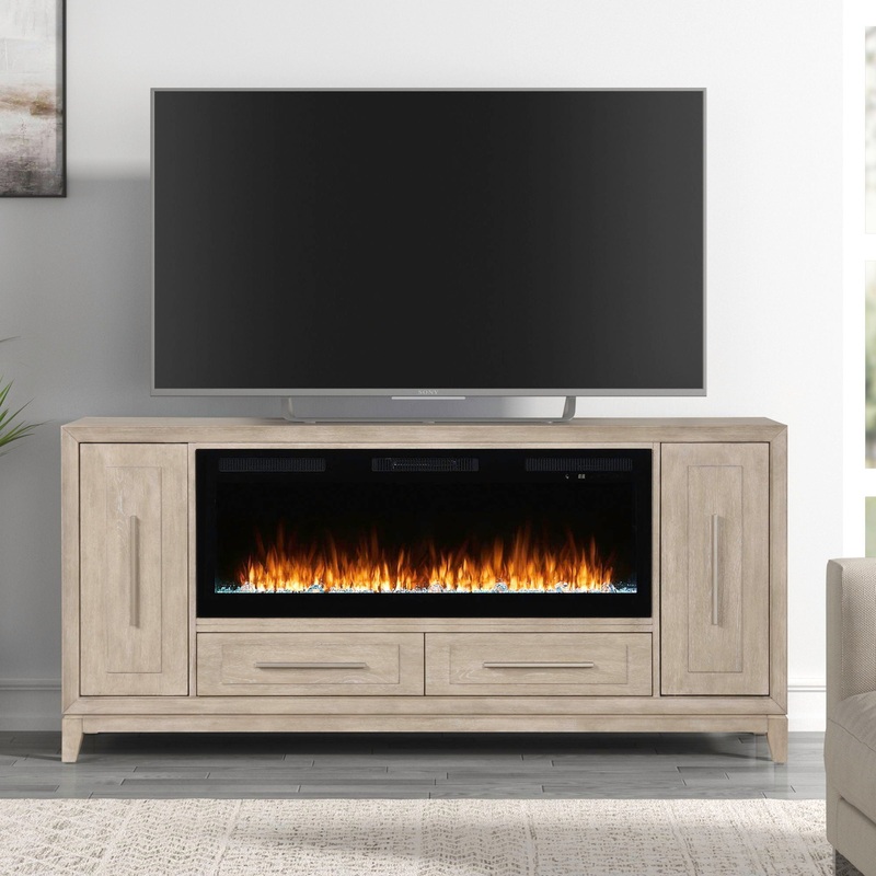 Fireplace TV Consoles – 80 Console With Fire FTS – Light Brown