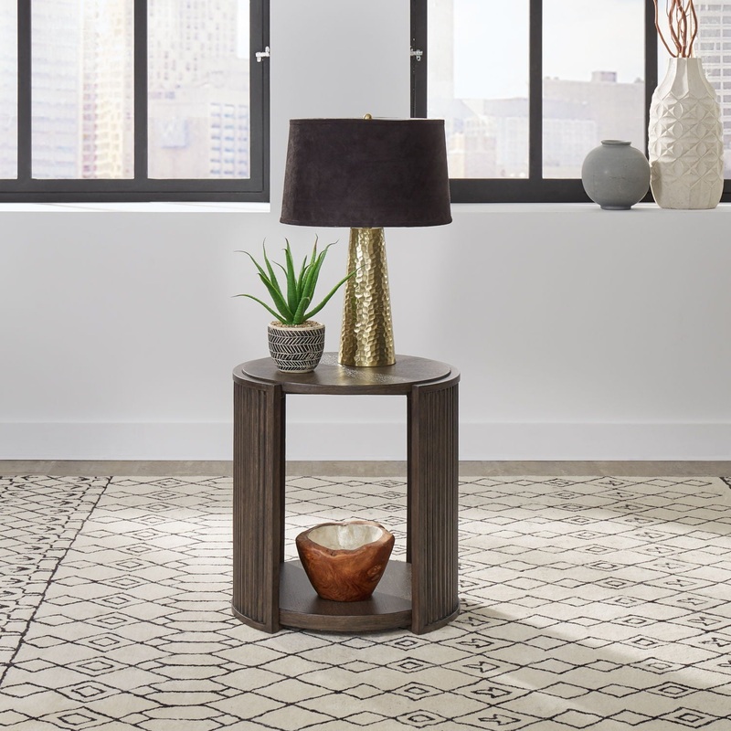 City View – Round End Table – Coffee Bean