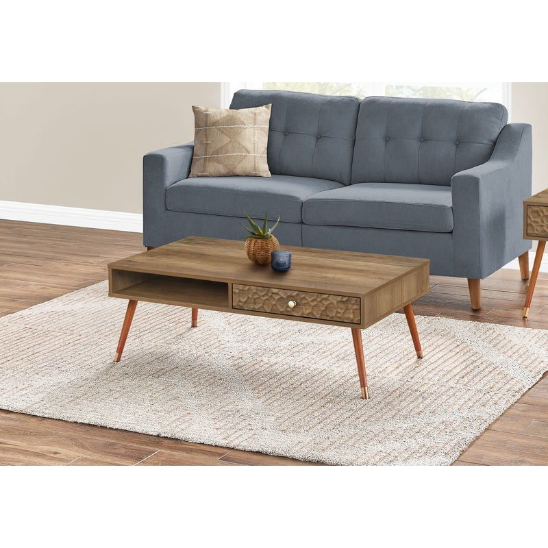 Coffee Table, Accent, Cocktail, Rectangular, Storage, Living Room, Wood Legs, Mid Century – Walnut