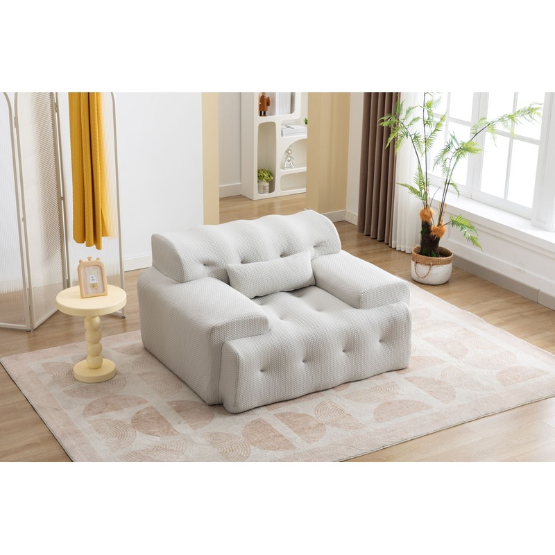Large Size 1 Seater Sofa, Pure Foam Comfy Sofa Couch, Modern Lounge Sofa For Living Room, Apartment