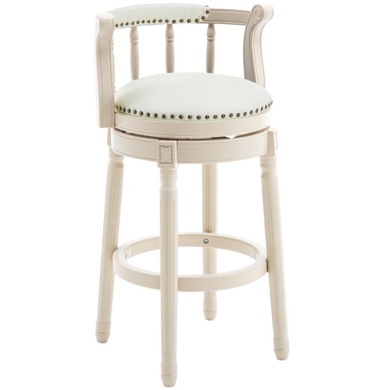 Leather Wooden Bar Stool|White|Blue|Bar Height (28″-30″)|Counter Height (24″-27″)