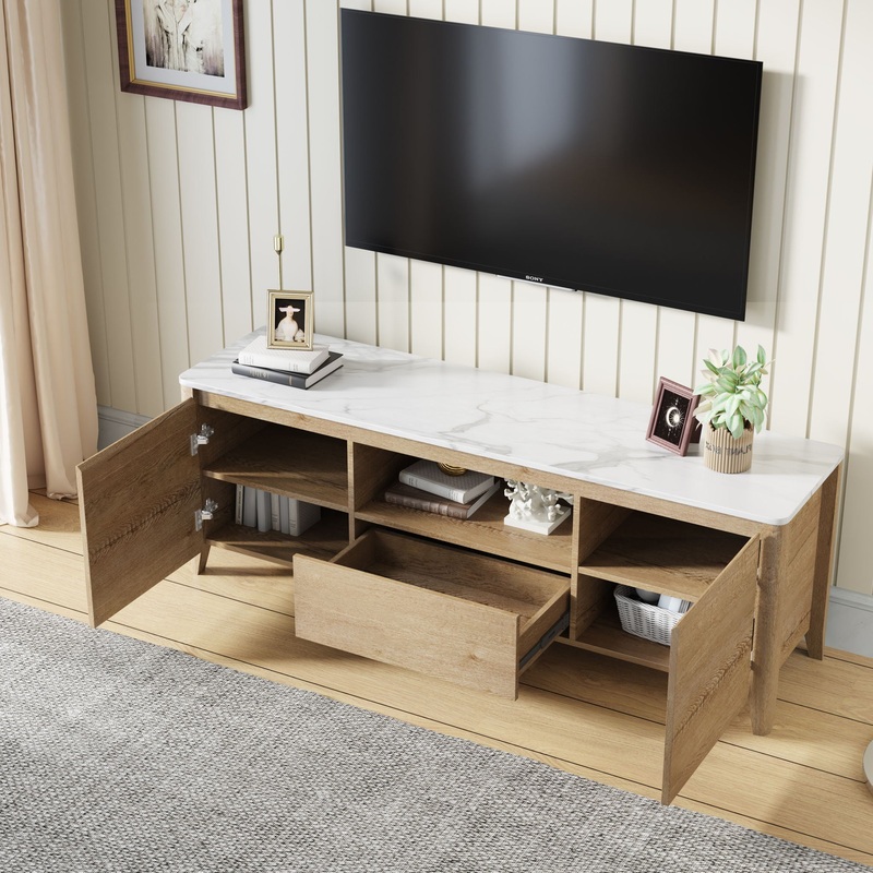 Modern TV Stand With LED Lights Entertainment Center TV Cabinet With Storage For Up To 75 For Gaming Living Room Bedroom