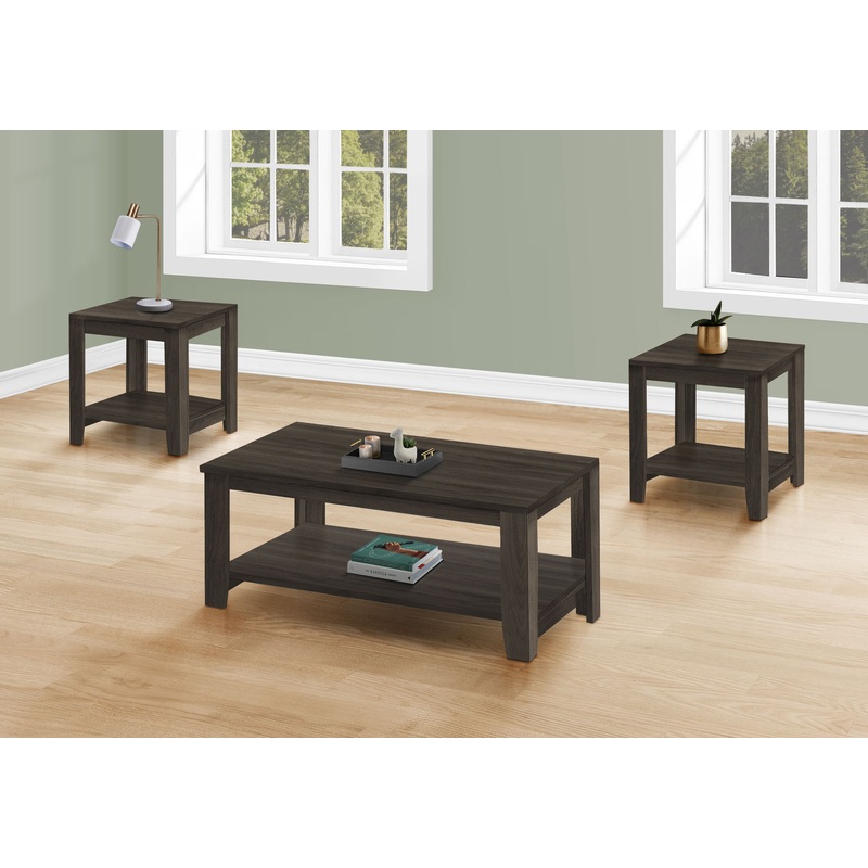 Table Set, Coffee, End, Side, Accent, Living Room, Transitional (Set of 3) – Oak