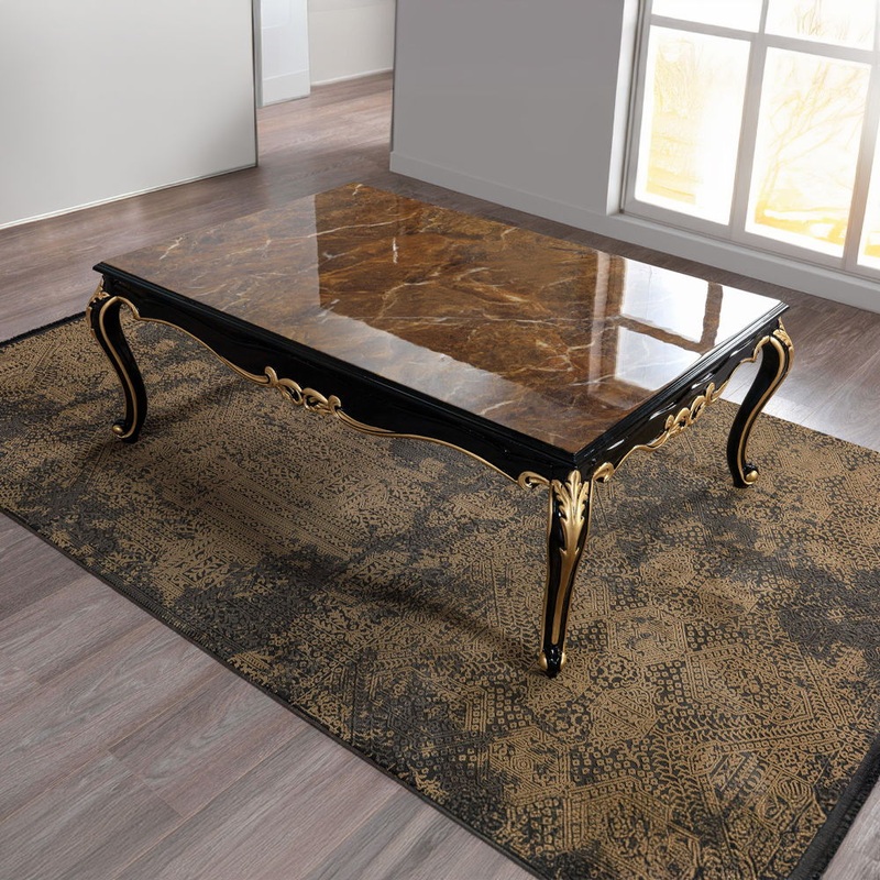 Betria – Coffee Table – Engineered Stone Top, Gold & Black
