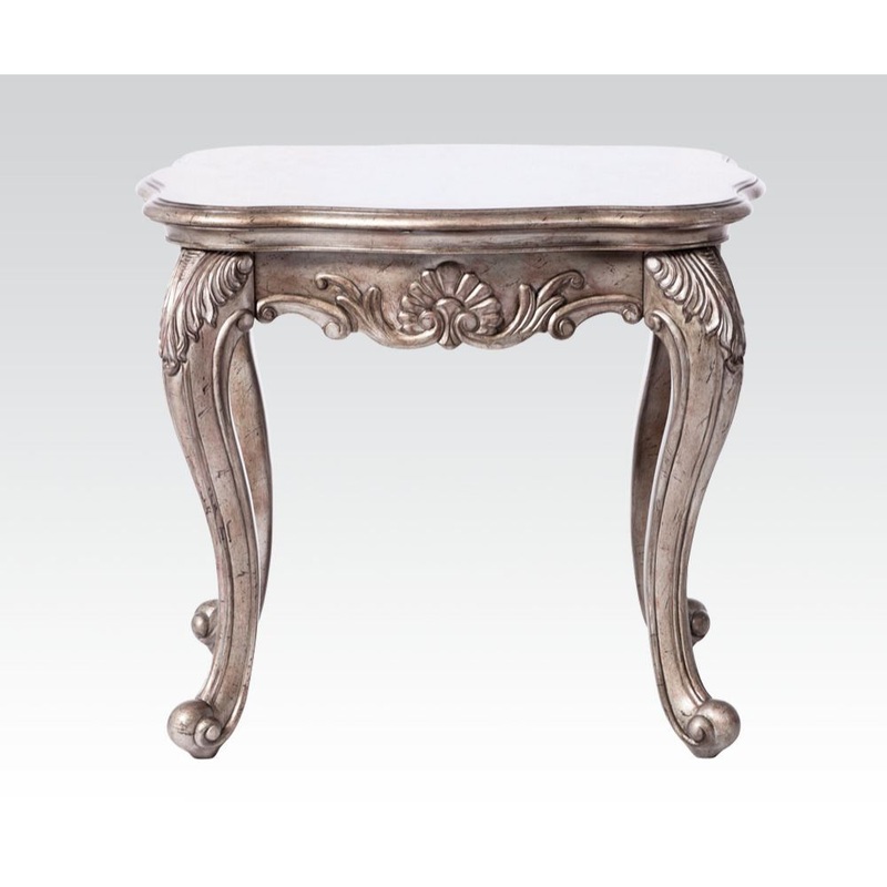 Chantelle – End Table|Pearl White|Antique Platinum