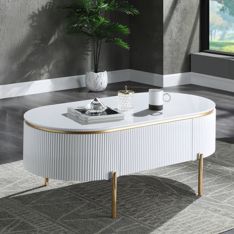 Daveigh – Coffee Table – White High Gloss & Gold