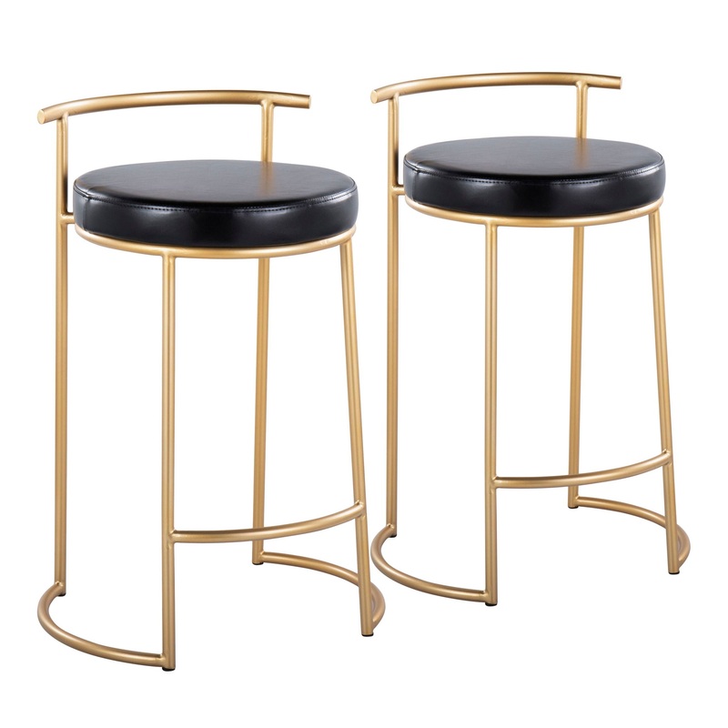 Fuji – Round Contemporary Fixed Height Counter Stool (Set of 2)