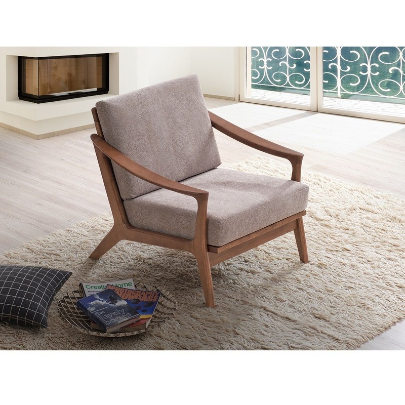 Lide – Accent Chair – Light Brown Fabric & Brown