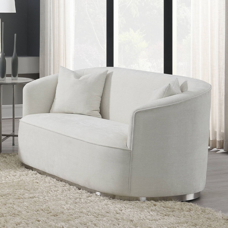 Odette – Loveseat With 2 Pillows – Beige Chenille