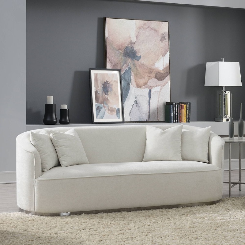 Odette – Sofa With 4 Pillows – Beige Chenille