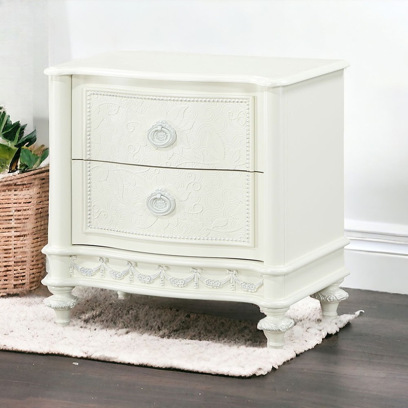 Dorothy – Nightstand With 2 Drawers – Ivory