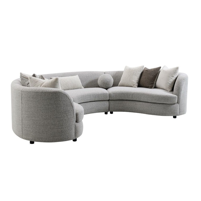 Ivria – Sectional Sofa With 9 Pillows – Gray Boucle