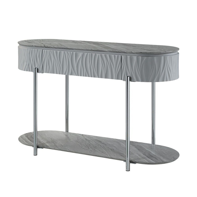 Yukino – Sofa Table – Gray High Gloss & Chrome