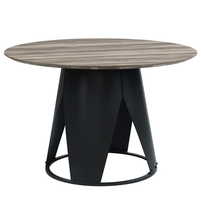 Zudora – Round Dining Table – Antique Oak & Black