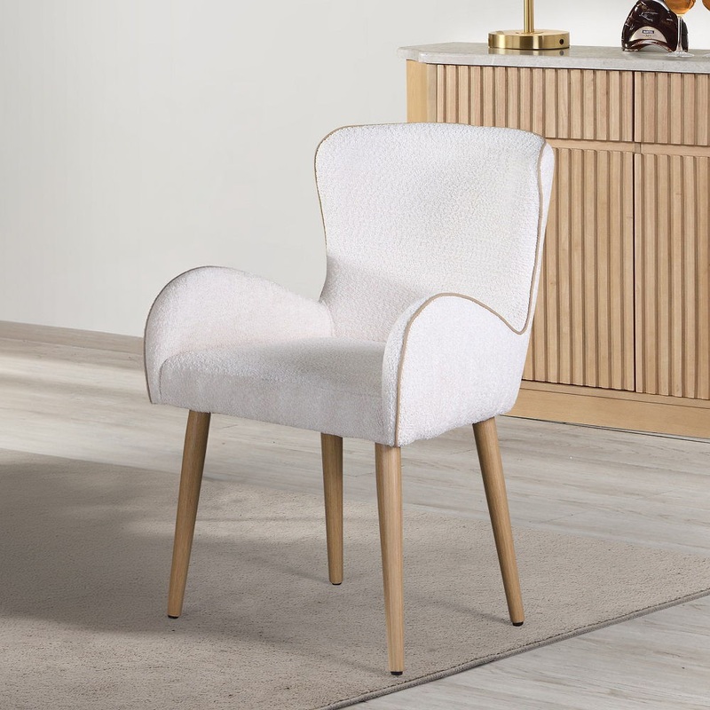 Adalynn – Side Chair (Set of 2) – Beige Boucle & Oak