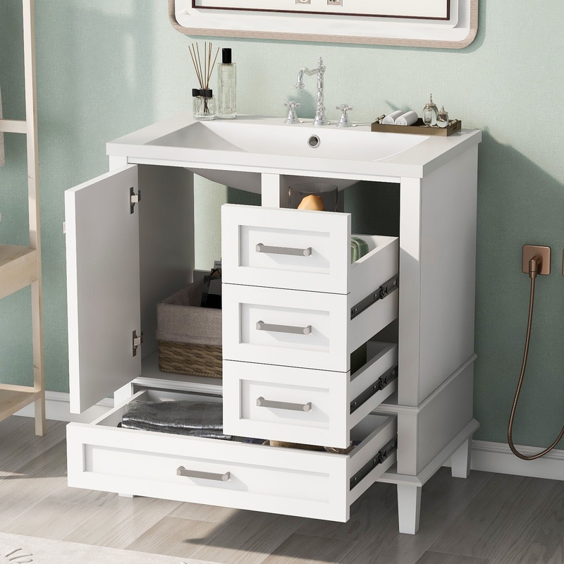 Bathroom Vanity, Modern Bathroom Cabinet With Sink Combo Set, Bathroom Storage Cabinet With A Soft Closing Door And 3 Drawers, Solid Wood Frame