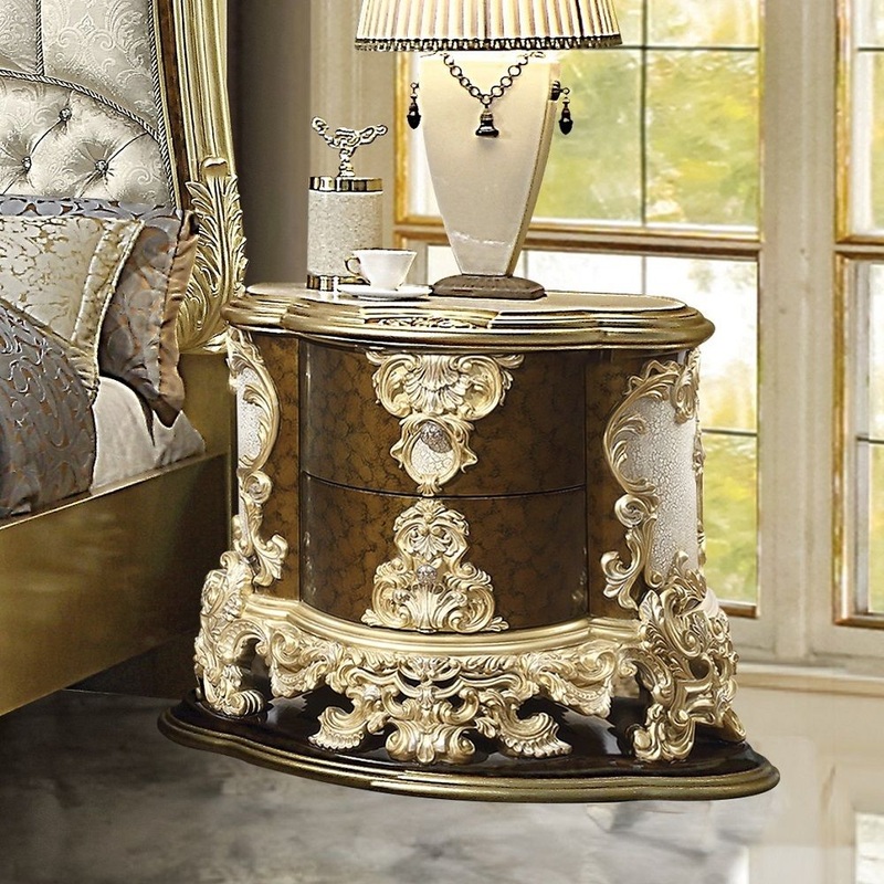 Desiderius – Nightstand – Antique Gold & Hand Painted Brown