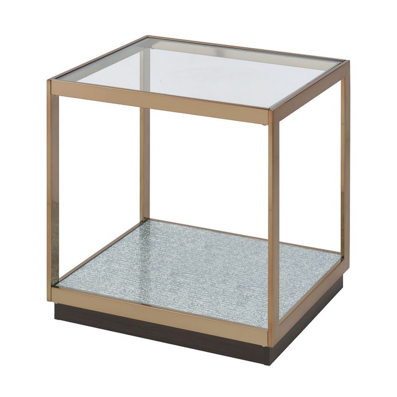 Kaia – End Table – Glass & Gold
