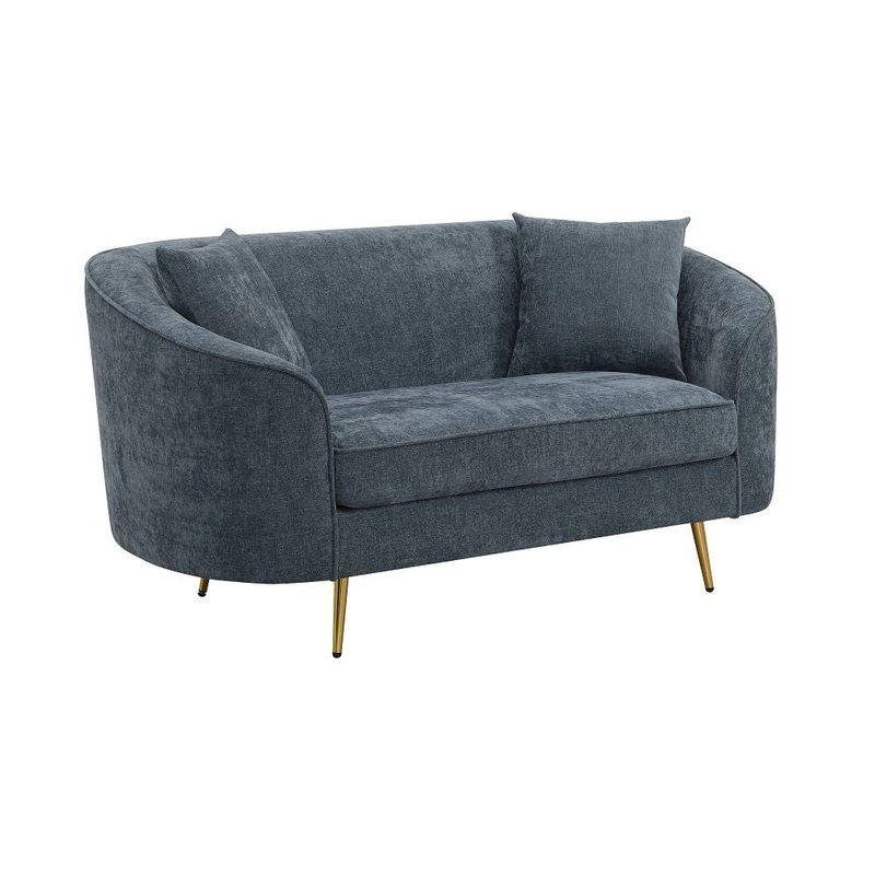 Nakendra – Loveseat With 2 Pillows – Cobalt Blue Chenille