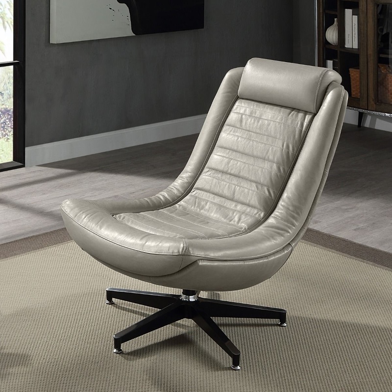 Piran – Accent Chair With Swivel – Twilight Top Grain Leather