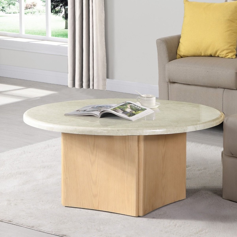 Qwin – Coffee Table With Marble Top – Marble Top & Oak