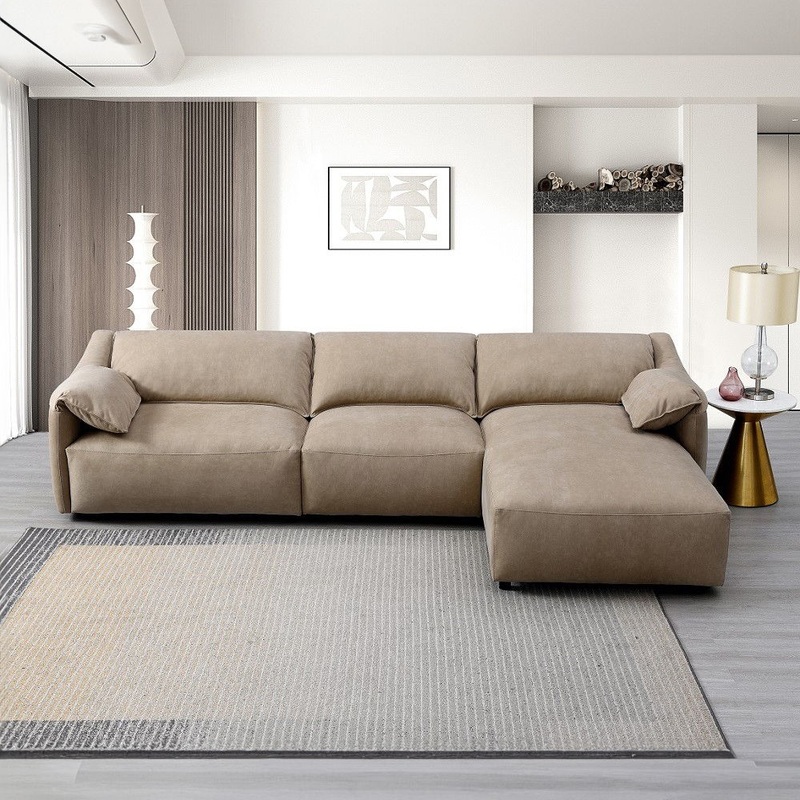 Veata – Sectional Sofa – Light Brown Suede