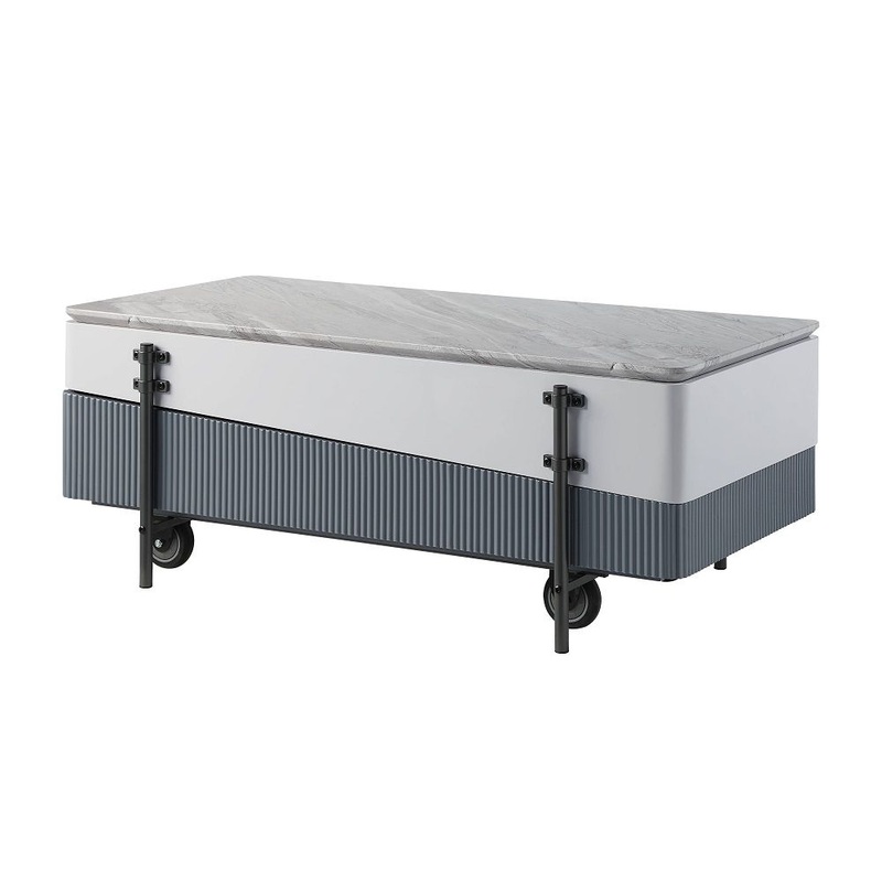 Wilkins – Coffee Table With Lift Top – Gray & White High Gloss