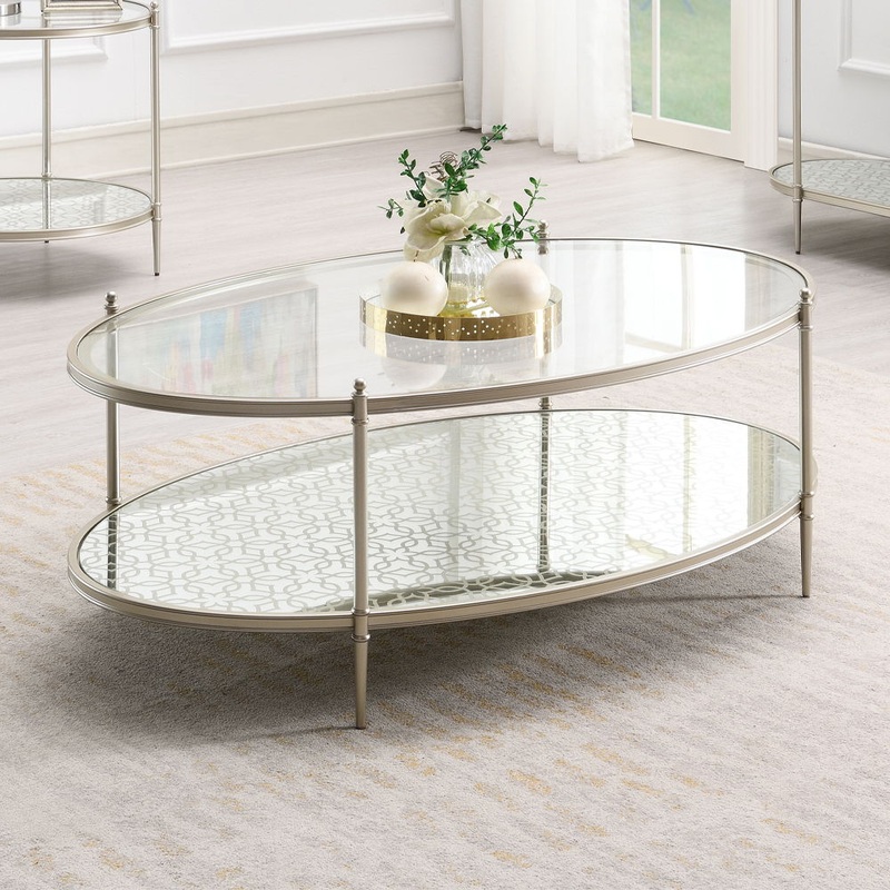 Zaba – Coffee Table – Glass Top & Champagne