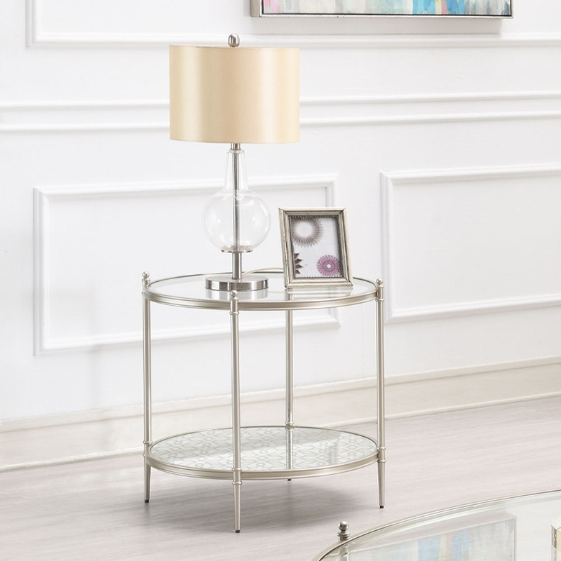 Zaba – End Table – Glass Top & Champagne