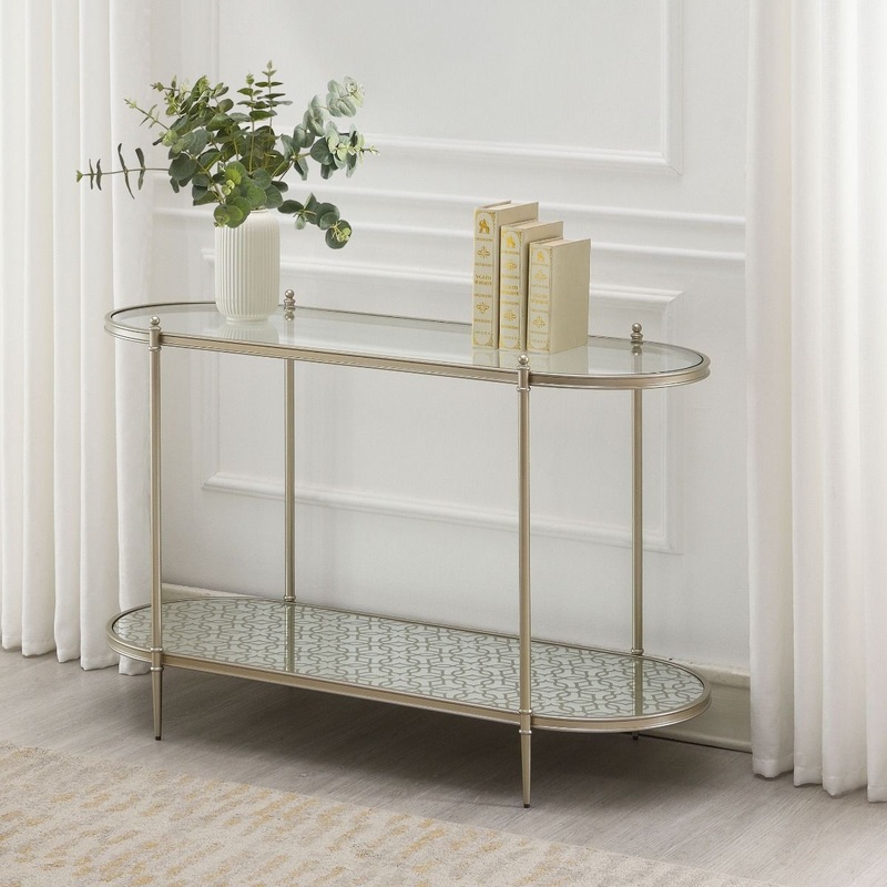Zaba – Sofa Table – Glass Top & Champagne