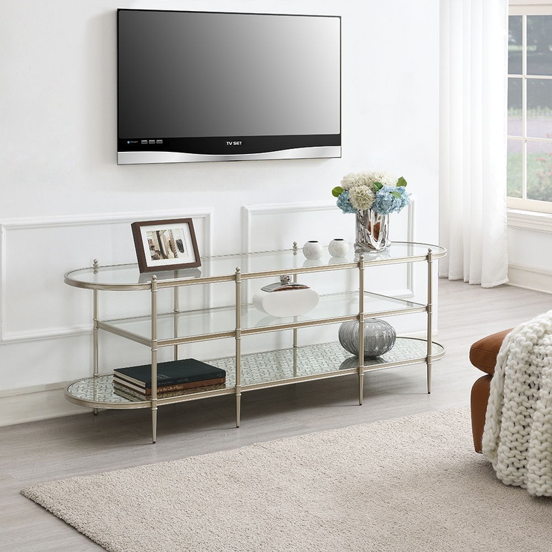Zaba – TV Stand – Glass Top & Champagne