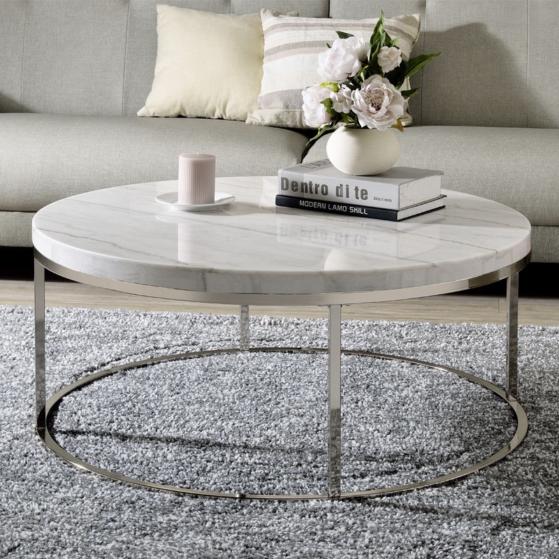Zaidee – Coffee Table With Marble – Marble Top & Nickel