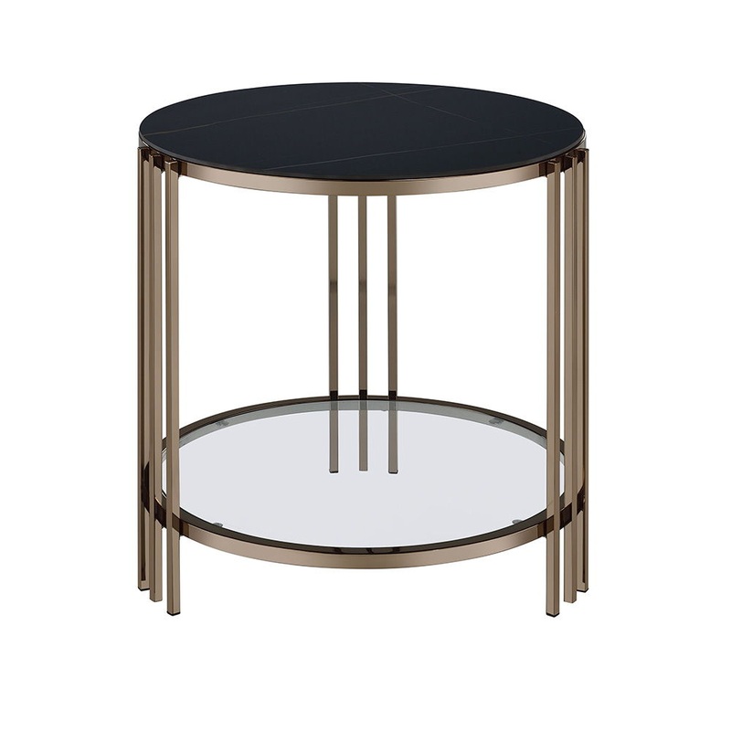 Zaidee – End Table – Sintered Stone & Champagne