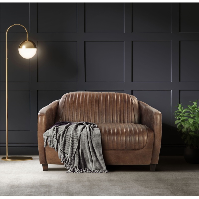 Brancaster – Grain Leather Loveseat – Brown