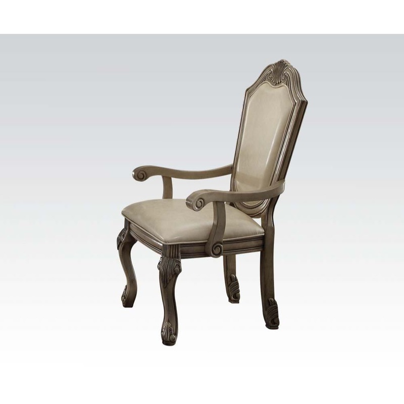 Chateau De Ville – Arm Chair (Set of 2) – Synthetic Leather & Antique White
