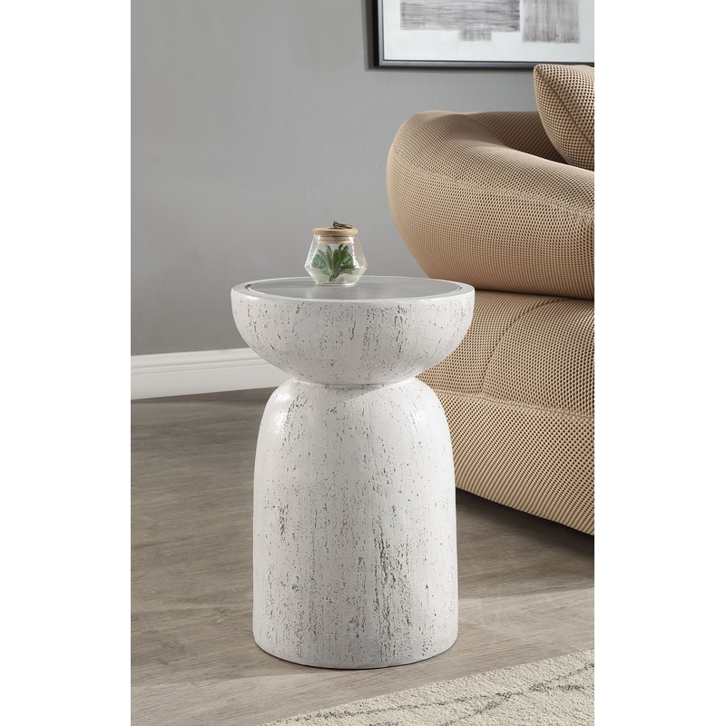 Dylana – Natural Fiber Concrete Accent Table – Gray