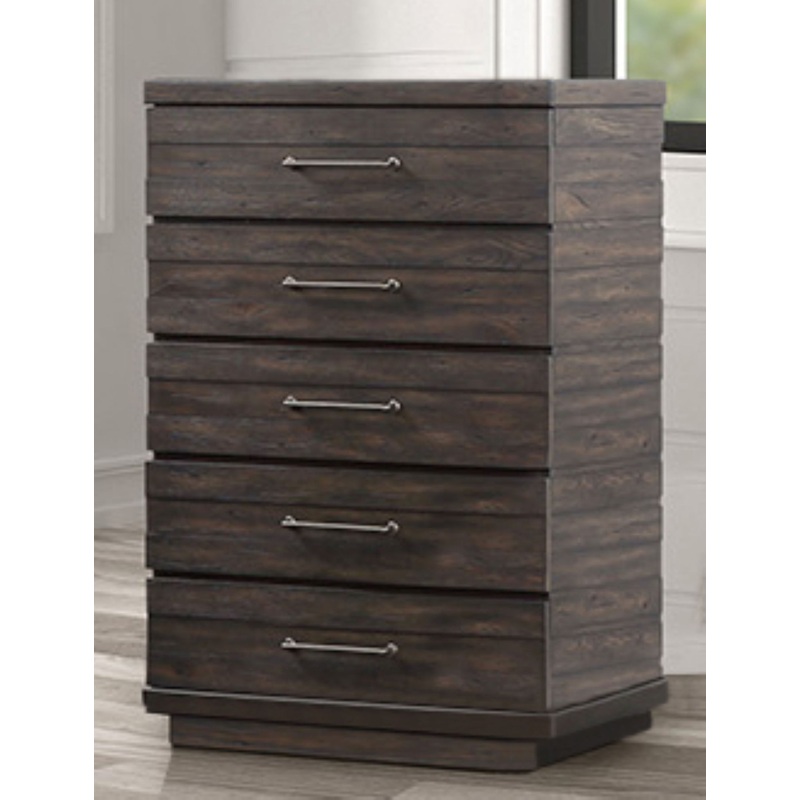Indutrial Farmhouse 5 Drawer Chest – Brown