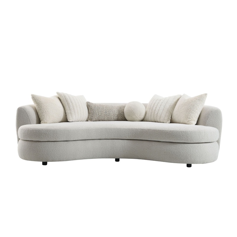 Iniko – Boucle Sofa With Toss Pillows – Beige