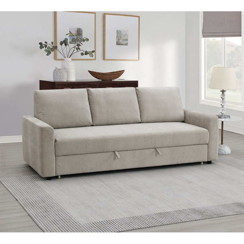 Leira – Linen Pull Out Sleeper Sofa – Beige