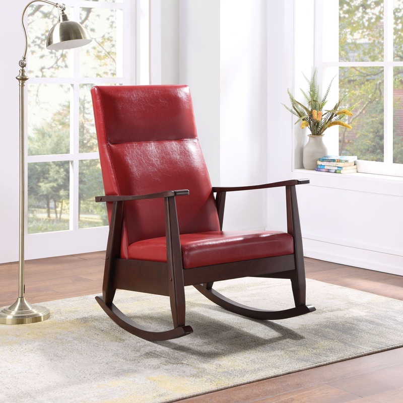 Raina – Rocking Chair – Red / Espresso