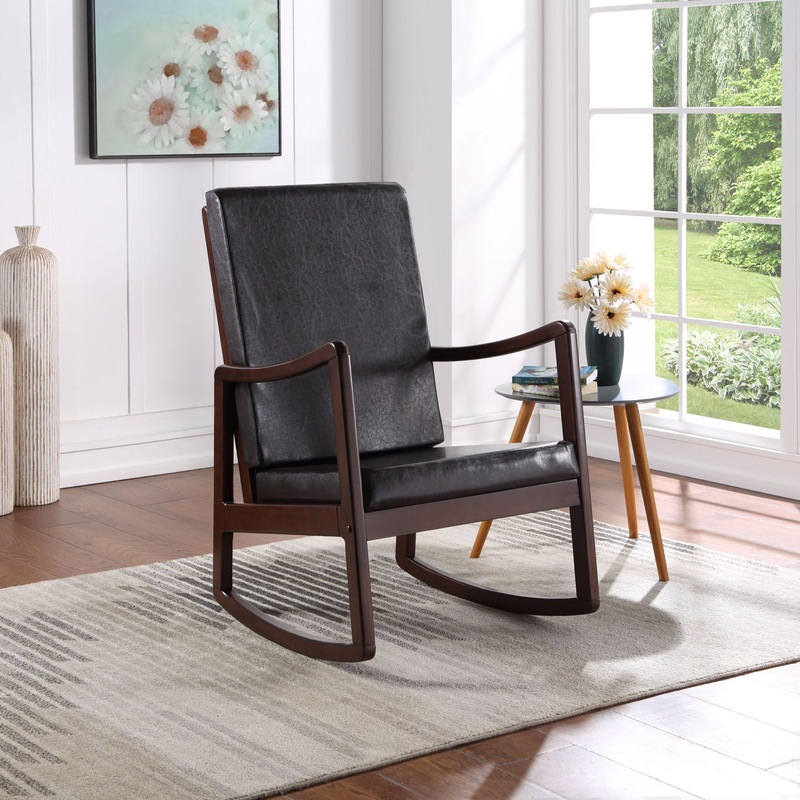Raina – Synthenic Leather Rocking Chair – Espresso