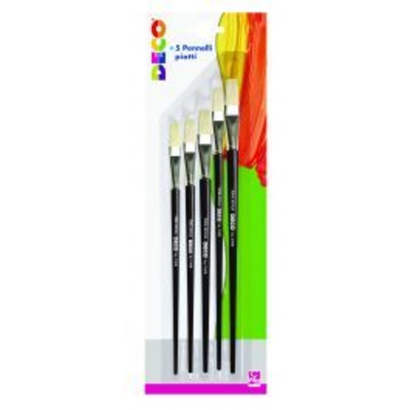 SET 5 FLAT BRUSHES ASSORTED SIZES