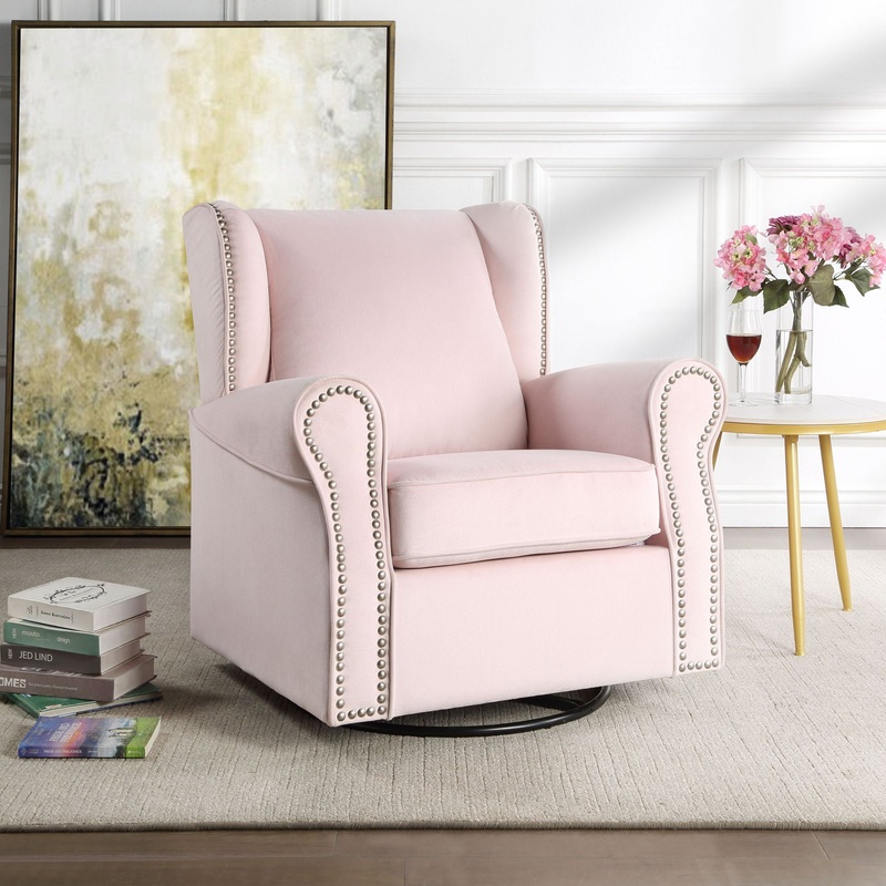 Tamaki – Glider Chair With Swivel – Pink