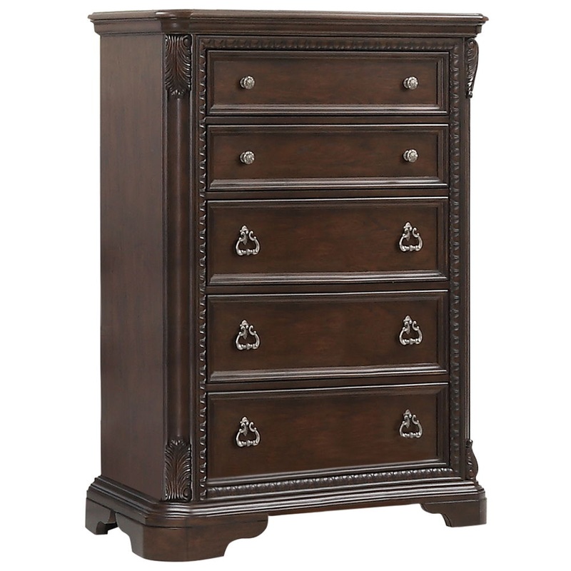 Traditional 5 Drawer Chest – Mahogany