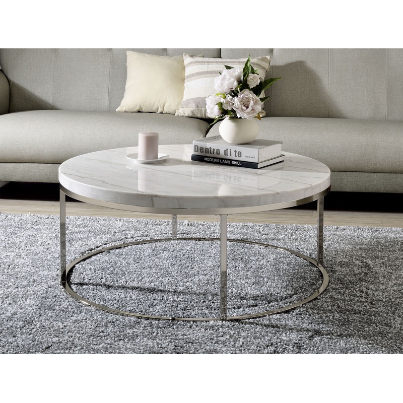 Zaidee – Mable Top Nickel Coffee Table – White