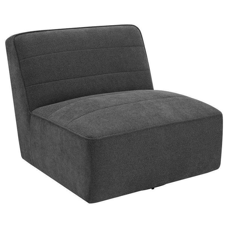 Cobie – Upholstered Armless Swivel Chair – Dark Charcoal