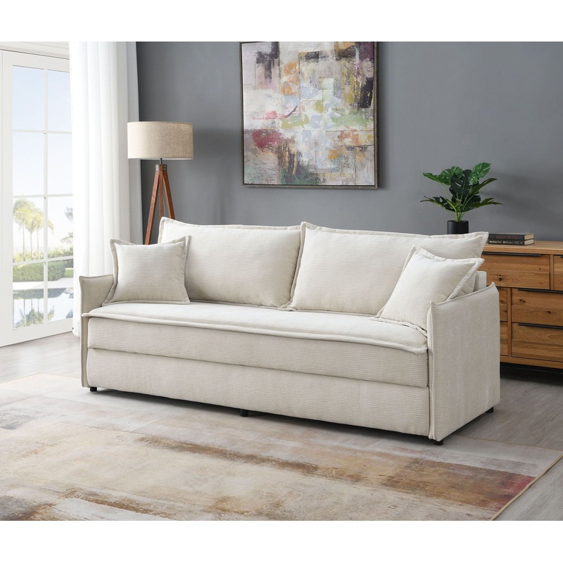 Elisea – Sleeper Sectional Sofa With 2 Toss Pillows – Beige