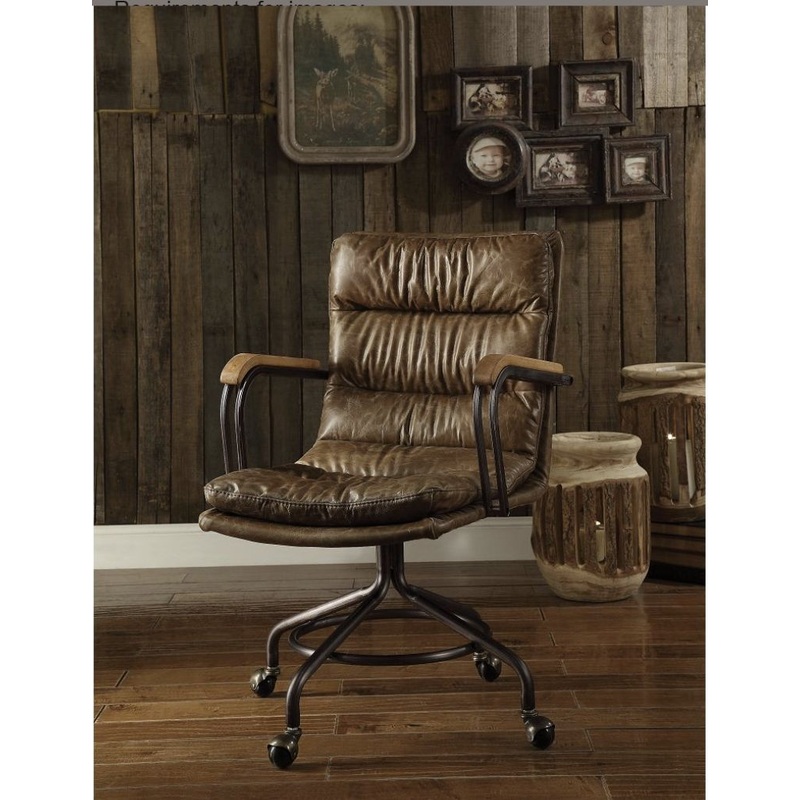 Harith – Vintage Top Grain Leather Office Chair – Brown